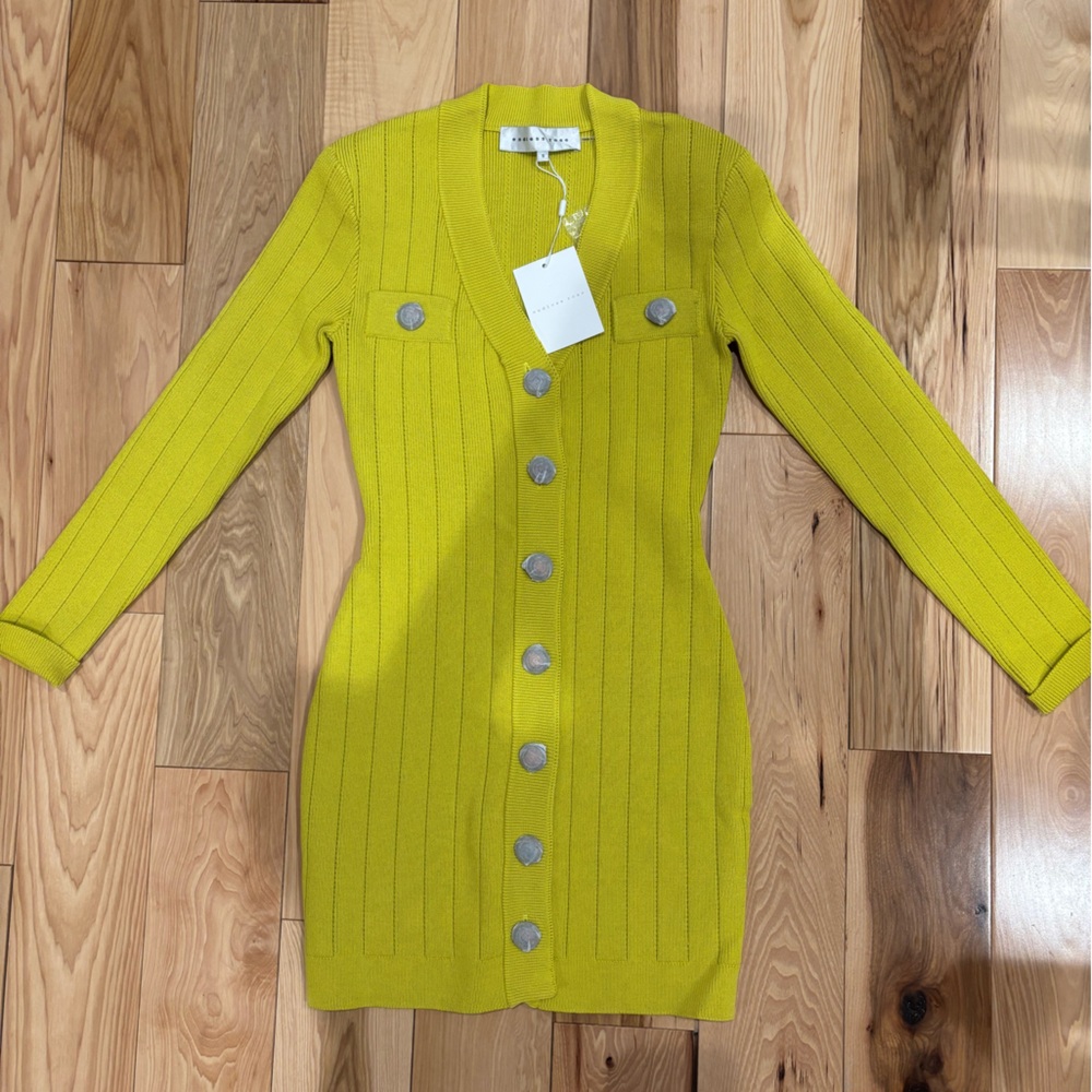 Endless Rose Shank Button V-Neckline Knit Mini Dress - Picture 10 of 15